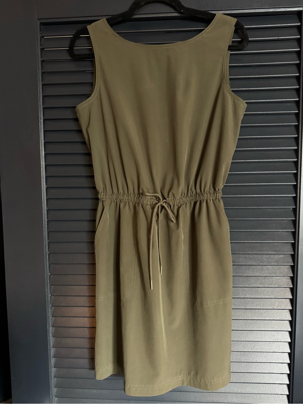 Calvin Klein Olive Drawstring-Waist Dress 4